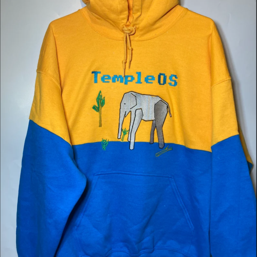 Cut&sew TempleOS Realistic Elephant hoodie v2